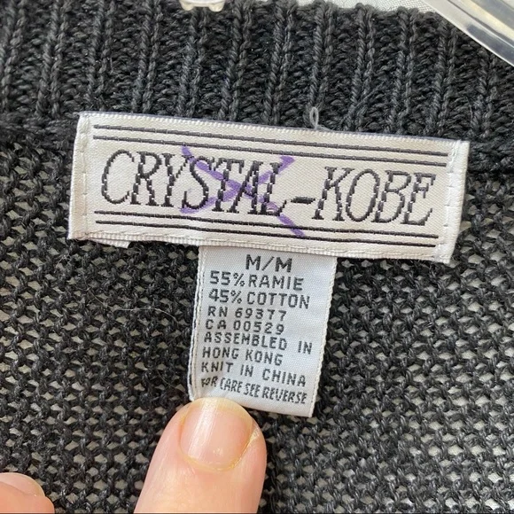 Vintage Glam Black Gold Metallic Beads & Jewels Embellished Beaded Sweater M - Picture 7 of 7